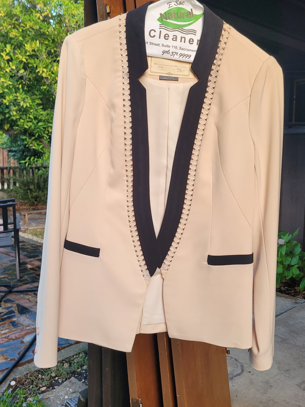 Cartonnier Blush Blazer with Black Trim